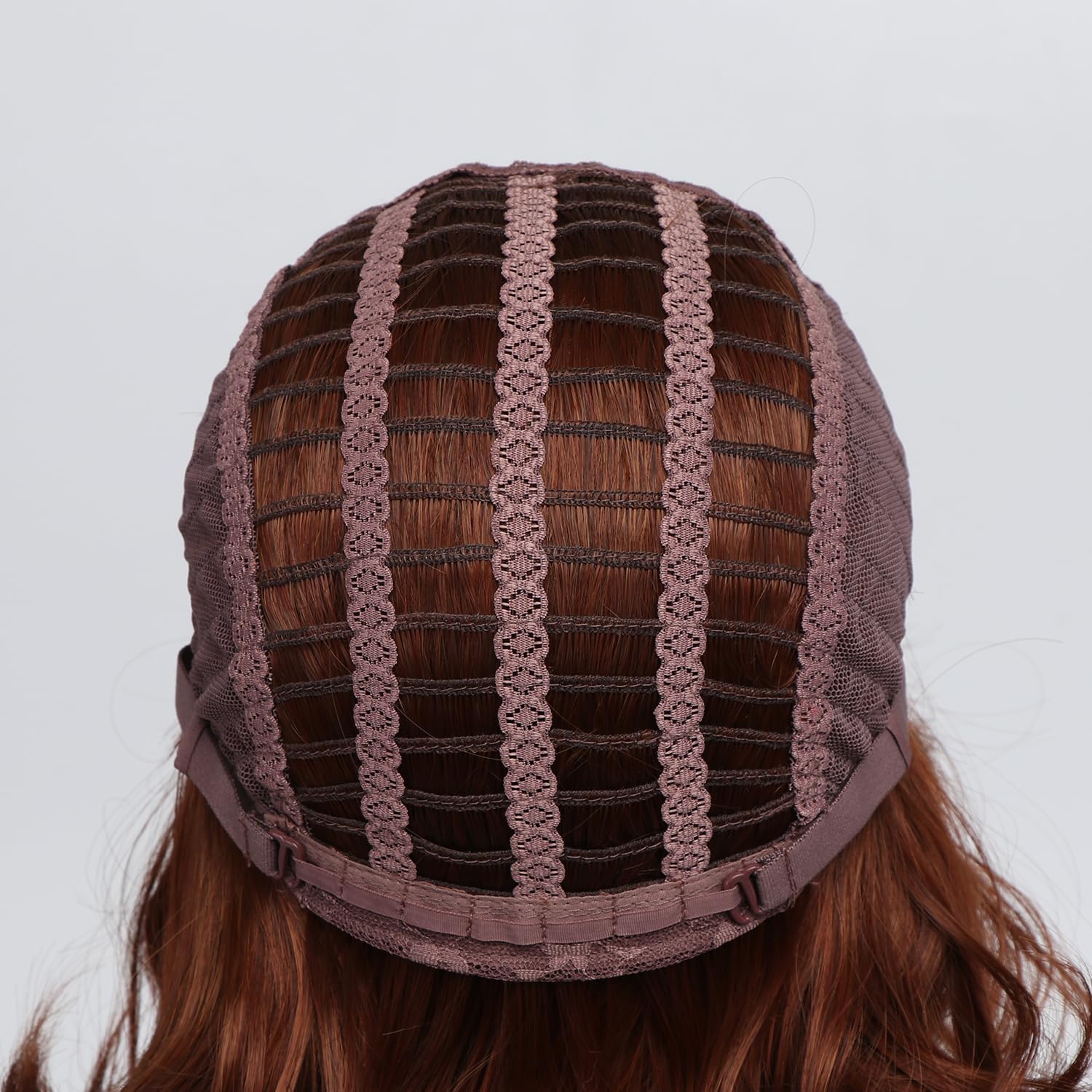 Peruka Krótki Bob Coplay Rudy Miedziany Kręcone włosy z grzywką do Ramion