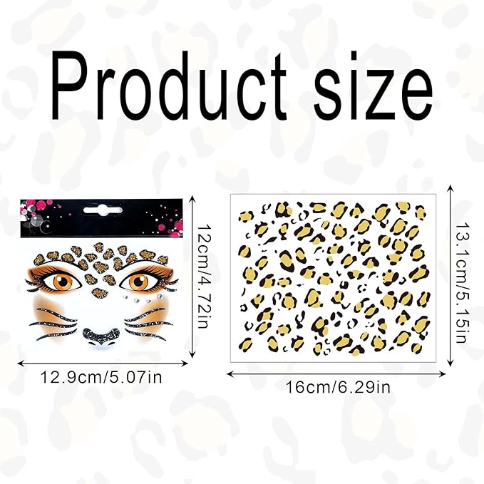 Tatuaże tymczasowe panterka leopard face body art impreza 6 arkuszy Drugie zdjęcie produktu