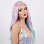 Peruka Długie Proste Pastelowe Włosy Cosplay Anime kolorowe Róż Niebieski Ombre
