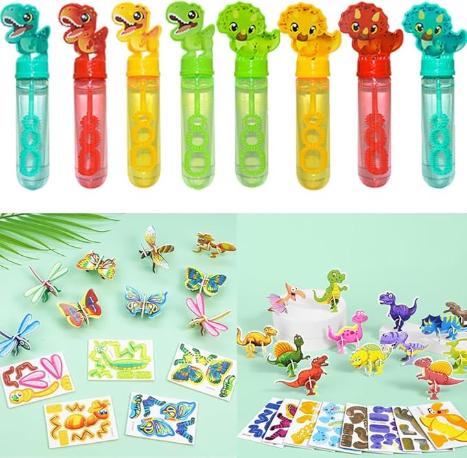 Zestaw dla dzieci DINOZAURY bańki mydlane + puzzle FIGURKI 3D owady Główne zdjęcie produktu