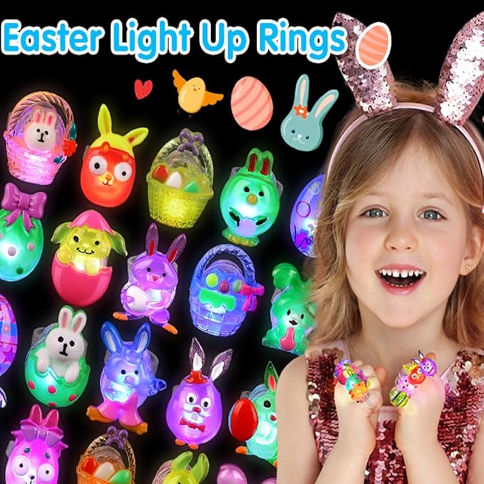 UPOMINKI Wielkanocne ZESTAW ZABAWEK Pierścionków Świecące w nocy Dla Dzieci na WIELKANOC 24szt Drugie zdjęcie produktu