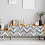 Samoprzylepna Okleina Meblowa Biała Czarny Modny Wzór 6m x 45cm