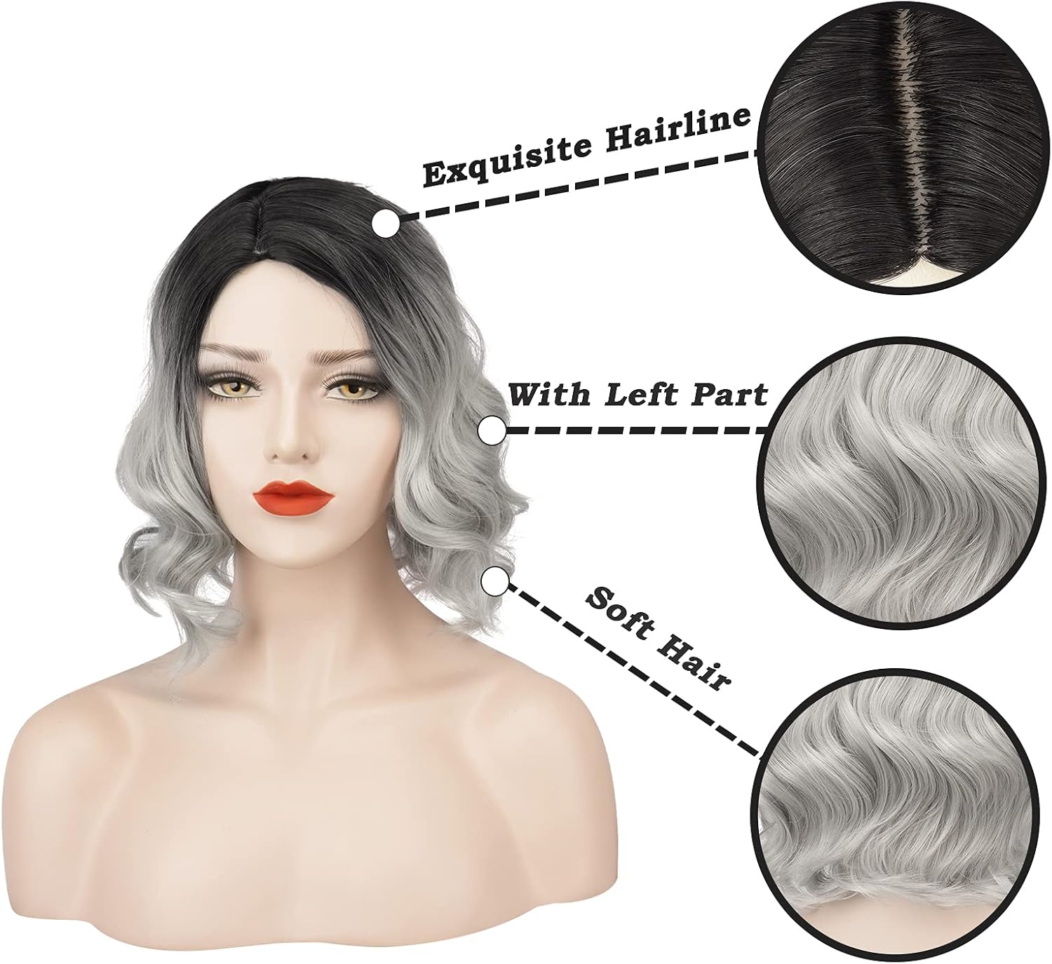 Peruka Jasny Platynowy Blond Kręcone Krótkie Włosy Bob przed Ramiona