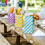 Torebki Mini Torby na słodycze Prezenty Cukierki w Kolorowe Paski 36 szt z Naklejkami