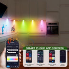 Inteligentne Lampki LED RGB WiFi 15x Podszafkowe Sterowane Aplikacją z Pilotem Smart Home