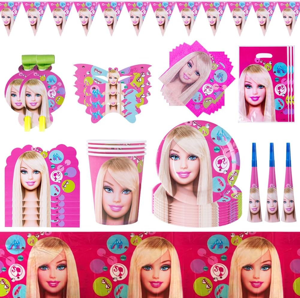 Urodzinowa Imprezowa Zastawa i Aksesoria Duży Komplet Różowe - Barbie Główne zdjęcie produktu