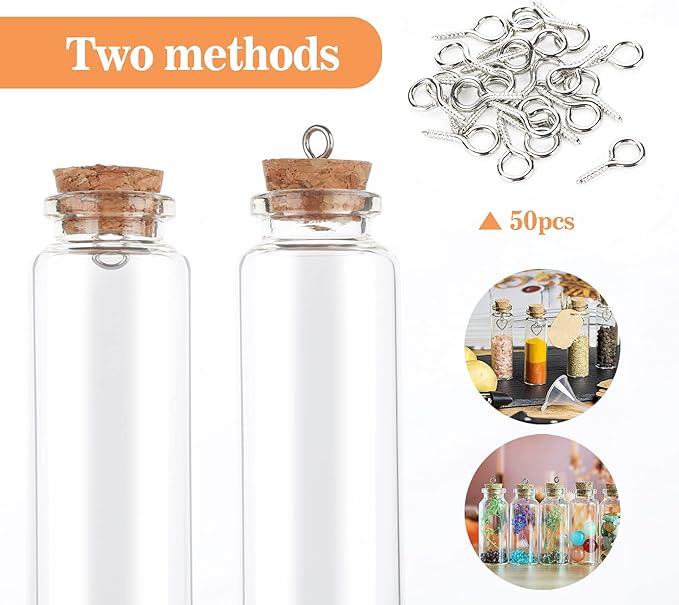 Mini Buteleczki szklane z korkiem na ozdoby podziękowania Komplet 40 szt DUŻE 90mm Drugie zdjęcie produktu