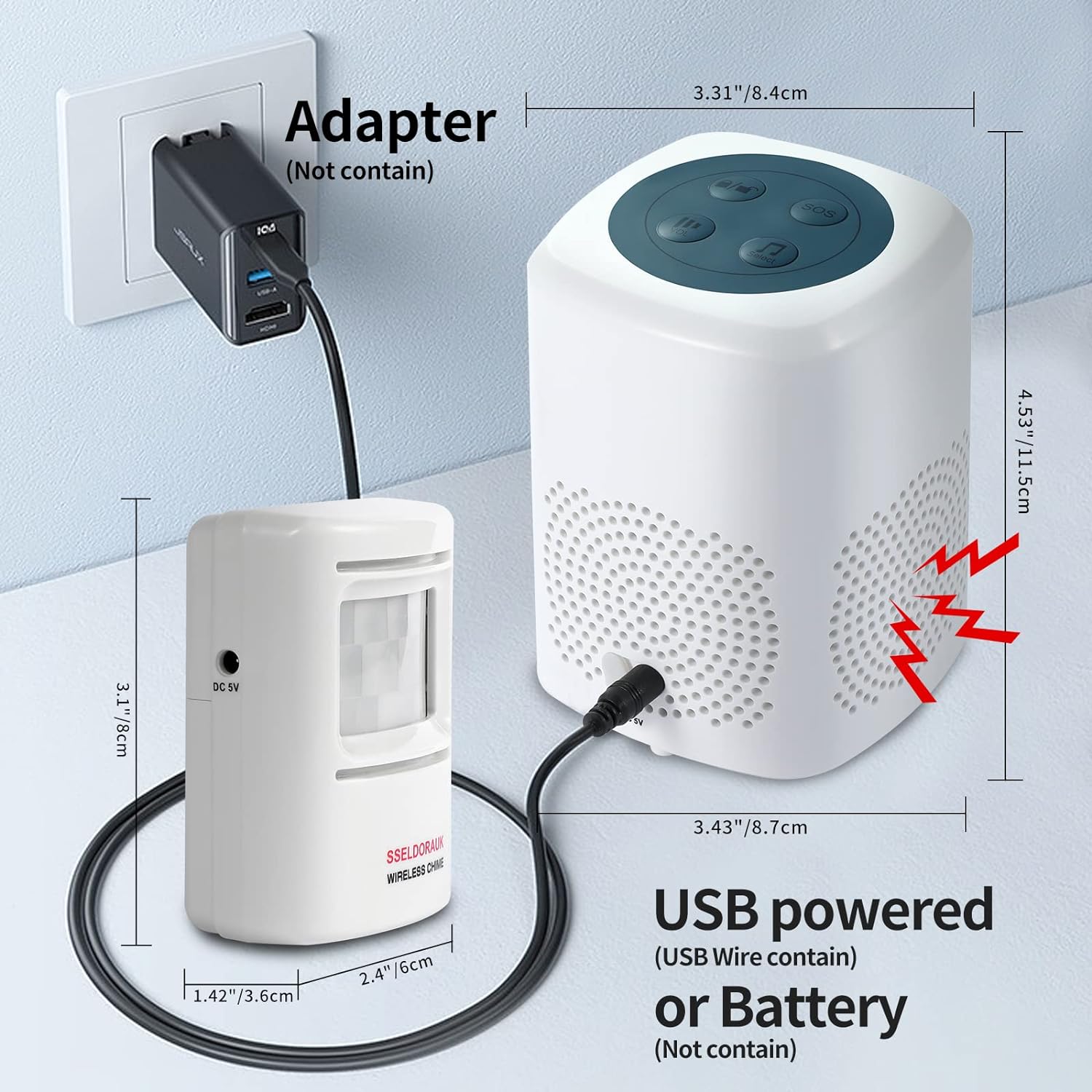 Bezprzewodowy ALARM imitujący Szczekanie Psa Czujnik Ruchu Zestaw Dźwięków Drugie zdjęcie produktu