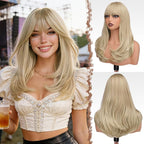 Peruka Blond Cieniowana z Grzywką 45 cm Natural Look Włosy Proste