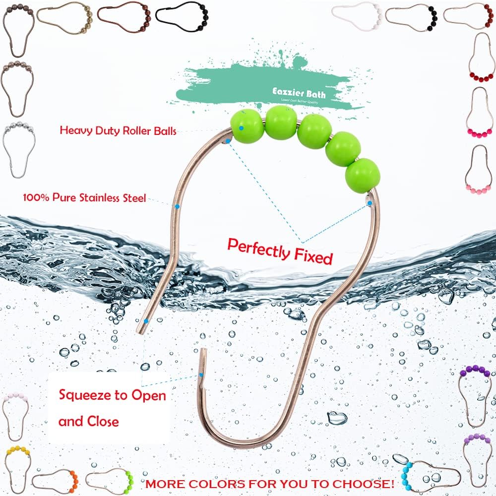 Ozdobne Haczyki do Zasłony Prysznicowej Zestaw Metalowych Haczyków 12 szt. ZIELONE