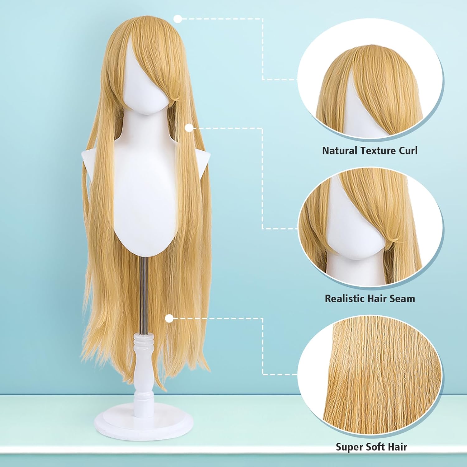 Peruka Anime Manga Blond Włosy Jasna Fryzura Cosplay z Mangi Uniwersalna