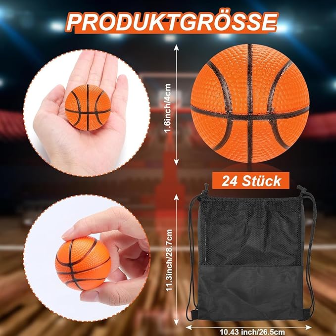 Piłeczki Piłki Antystresowe Mini Koszykówka Piankowe Gniotki Squishy 24szt + Worek