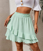 Damska Spódnica Plisowana Letnia Zwiewna Zielona miętowa z Lekką Falbanką