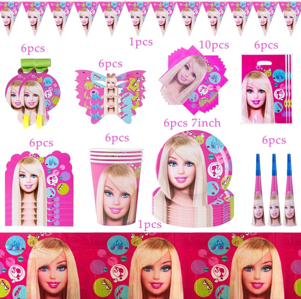 Urodzinowa Imprezowa Zastawa i Aksesoria Duży Komplet Różowe - Barbie Drugie zdjęcie produktu