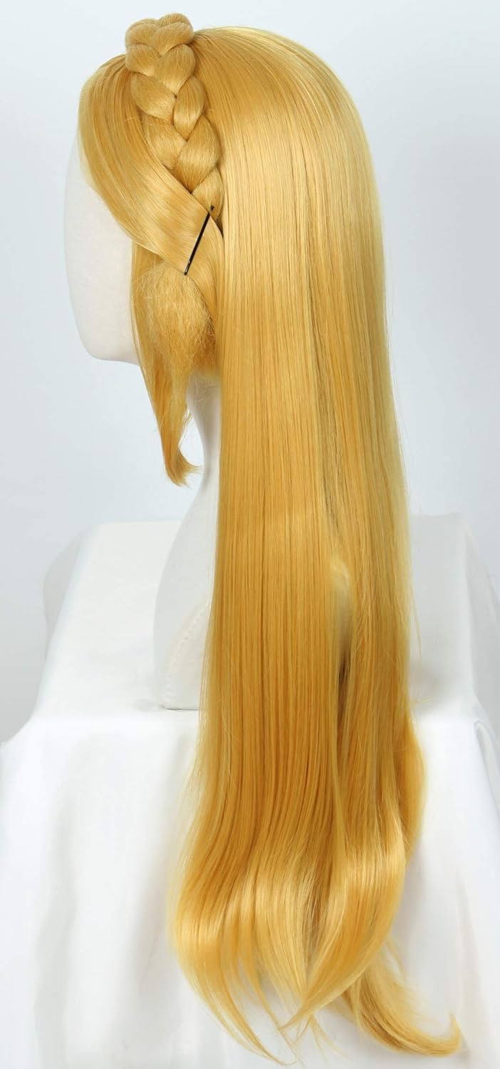 Peruka Długie Proste Włosy Blond Baśniowy Cosplay Anime Strój Elfa z Uszami