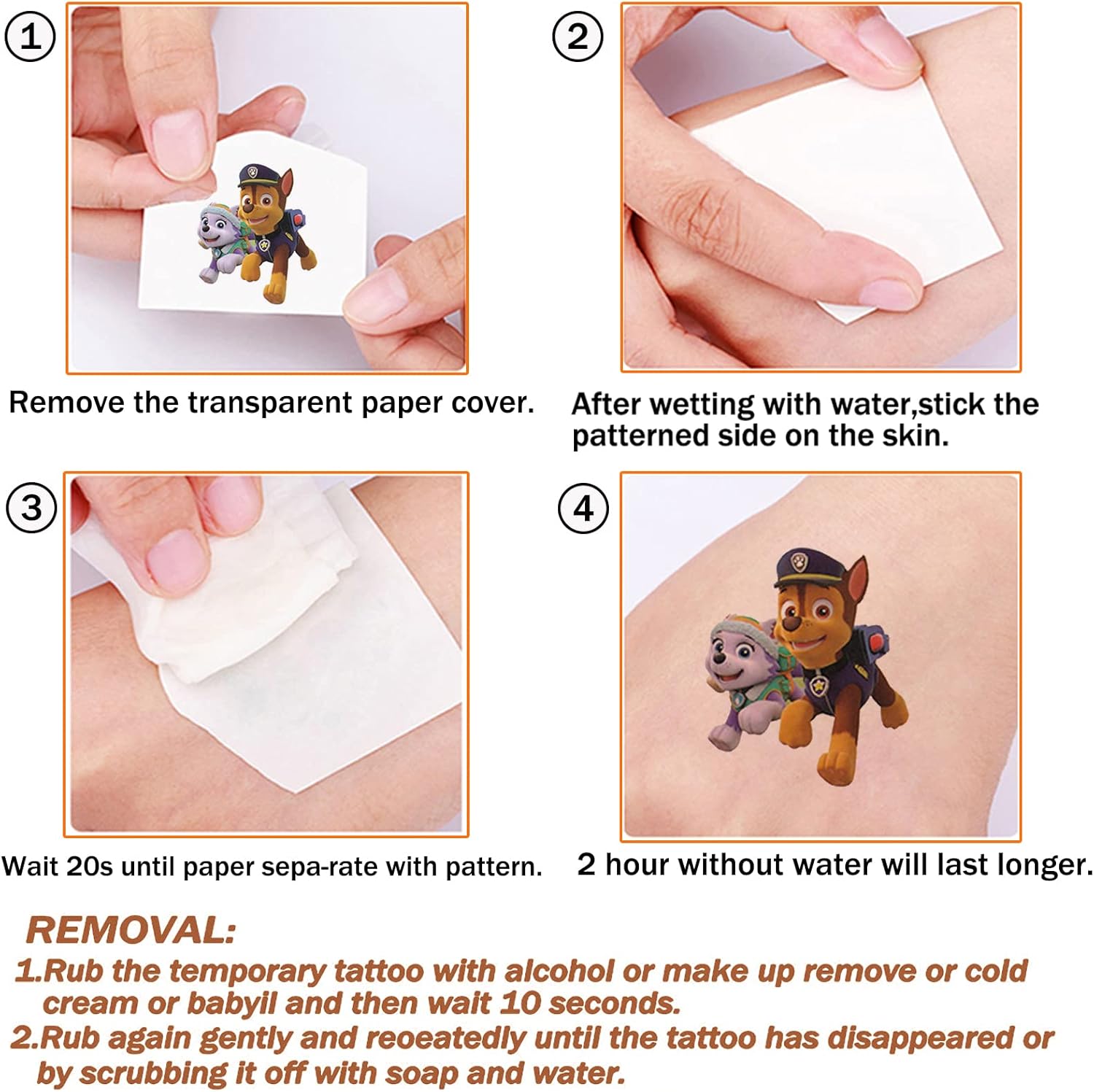 ZESTAW Tatuaży PSI PATROL Tatuaże dla Dzieci Zmywalne Wodne 10 arkuszy