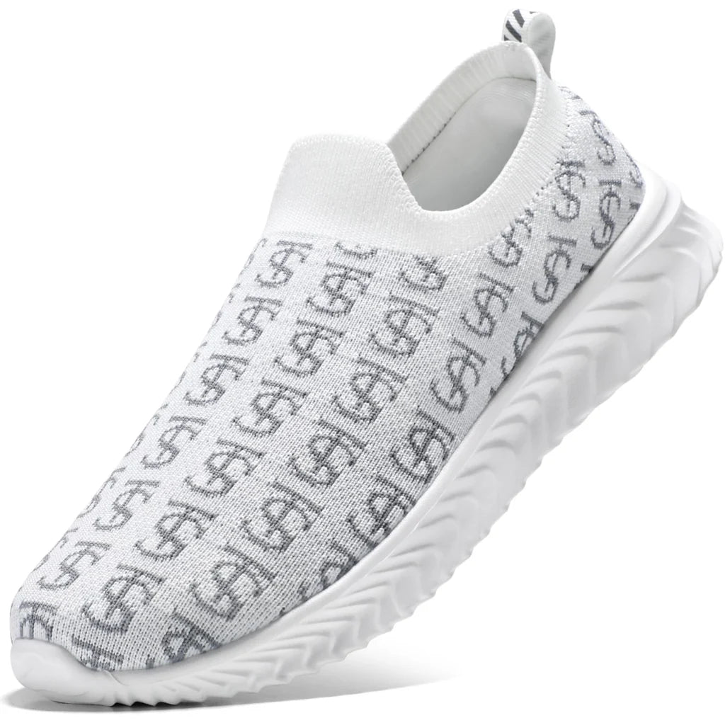 Damskie Sneakersy Ultra Lekkie Sportowe Miękkie Skarpety Wsuwane - Białe Główne zdjęcie produktu