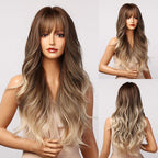 Peruka Naturalny Blond Kręcone Włosy Za Ramiona z Grzywką i Odrostem