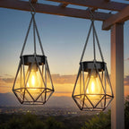 Lampiony Lampy solarne LED ogrodowe 2 szt. metalowe wiszące retro IP65