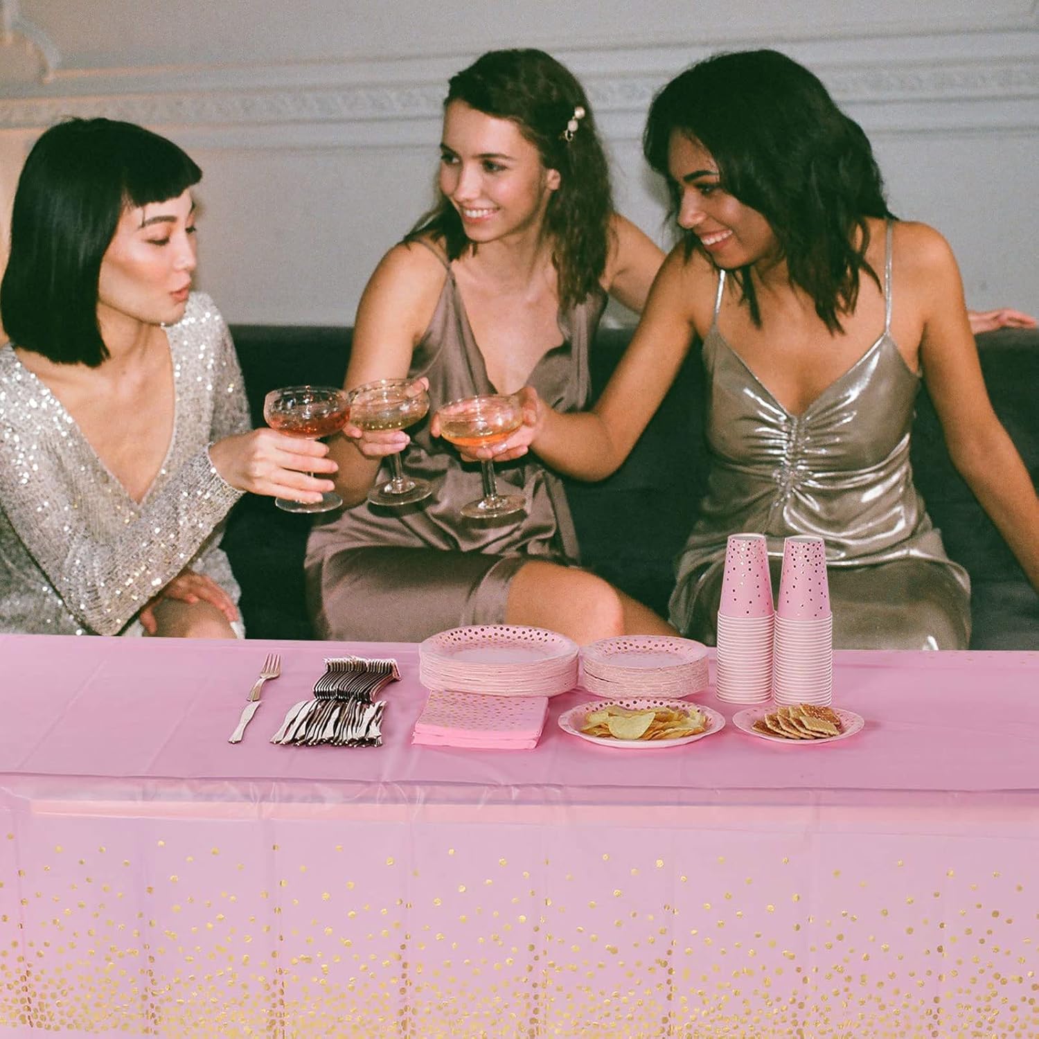 Obrus Imprezowy Różowy Foliowy 137x274 Dekoracyjny Na Stół Imprezę Urodziny Drugie zdjęcie produktu