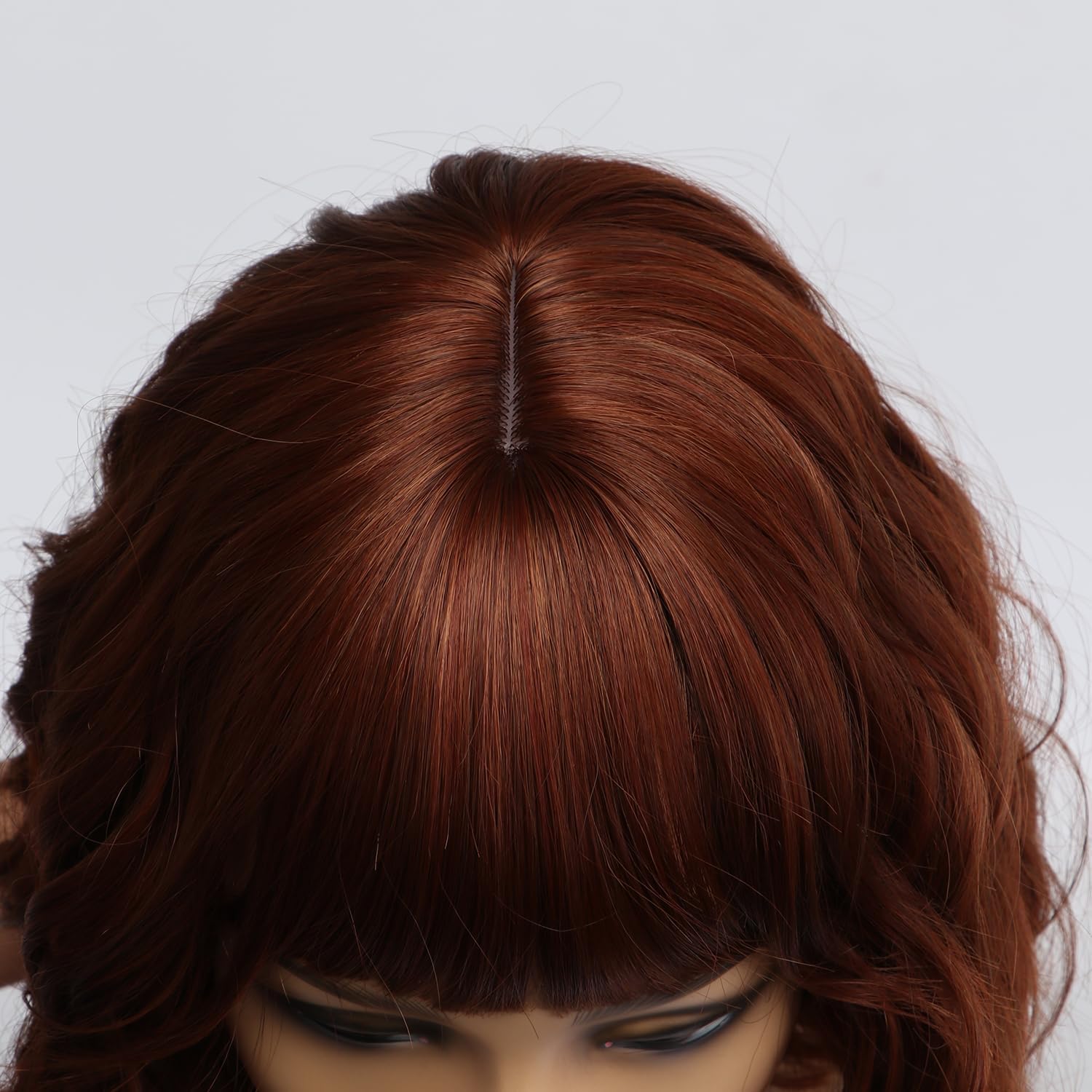 Peruka Krótki Bob Coplay Rudy Miedziany Kręcone włosy z grzywką do Ramion