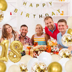 Balony Urodzinowe na Osiemnastkę 18 Urodziny Zestaw Balonów Girlanda Złote i Beżowe