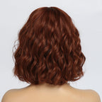 Peruka Krótki Bob Coplay Rudy Miedziany Kręcone włosy z grzywką do Ramion