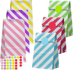 Torebki Mini Torby na słodycze Prezenty Cukierki w Kolorowe Paski 36 szt z Naklejkami