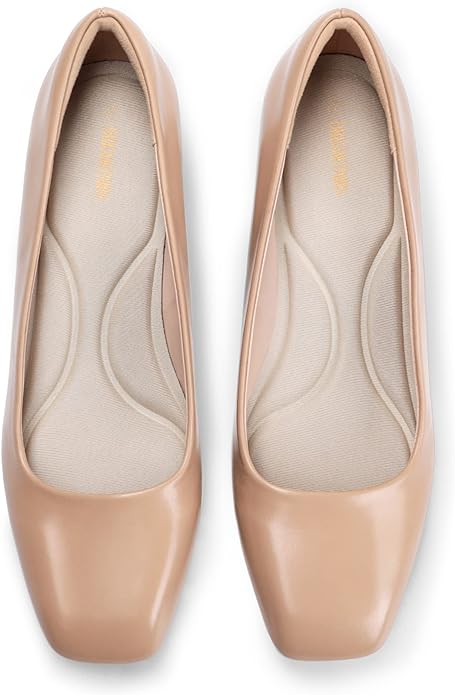 Damskie Buty DREAM PAIRS Uniwersalne Czółenka na Słupku Szeroki Obcas - Beżowe