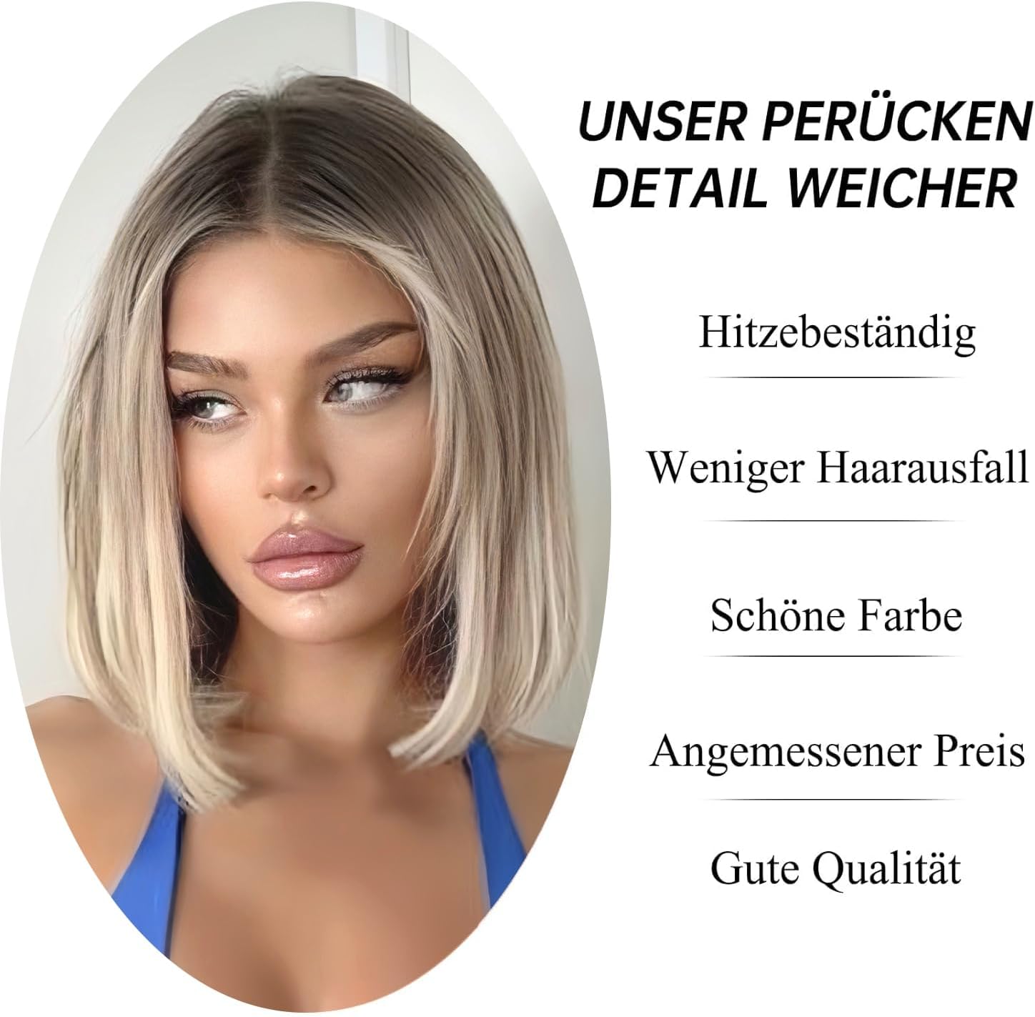 Peruka Krótki Bob Coplay Blond Proste włosy do Ramion Naturalny Wygląd