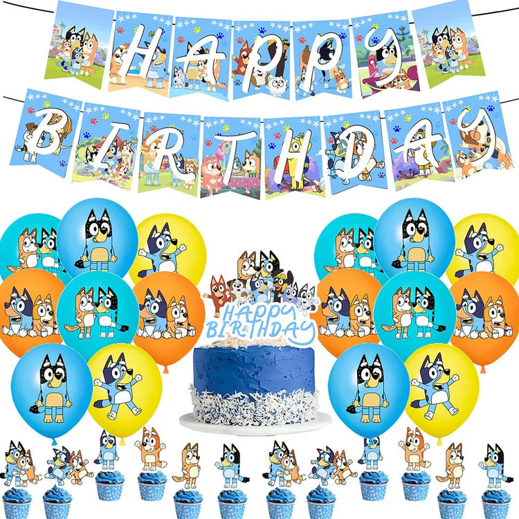 Zestaw Balonów Urodzinowych Balony Imprezowe Bluey Bingo Komplet Baner Główne zdjęcie produktu