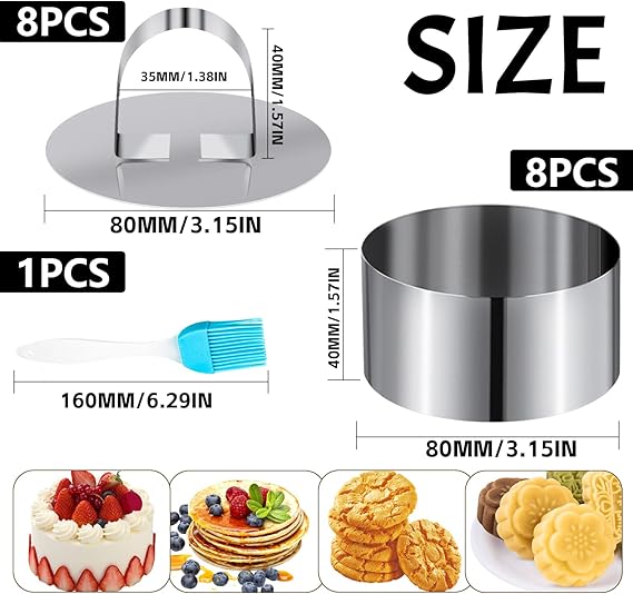 Zestaw Foremek Cukierniczych Stal Nierdzewna Do Ciast Deserów 8sztuk Drugie zdjęcie produktu