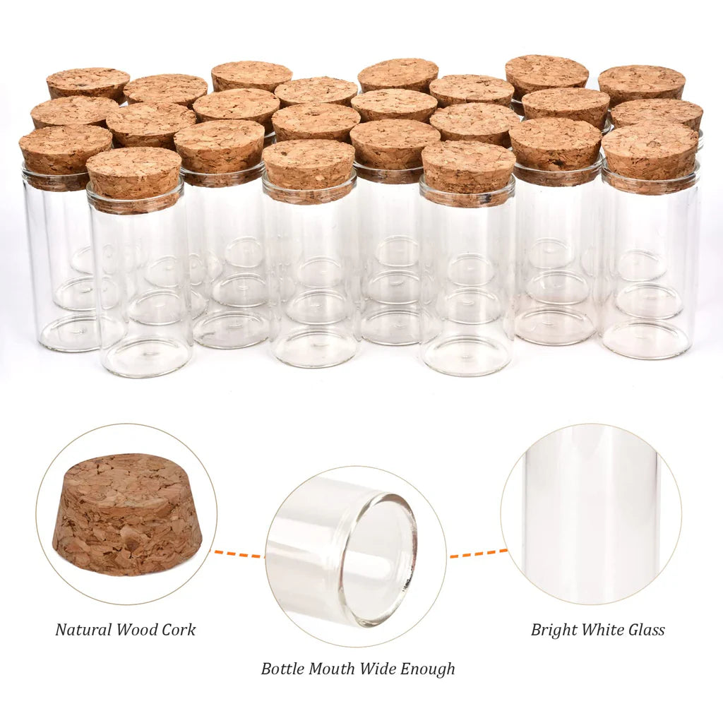 Mini Buteleczki szklane z korkiem na ozdoby podziękowania Komplet 40 szt 25ml Drugie zdjęcie produktu