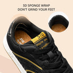 Damskie Sneakersy Lekkie Sportowe eleganckie z elementem z eko-skóry - Czarno-Złote