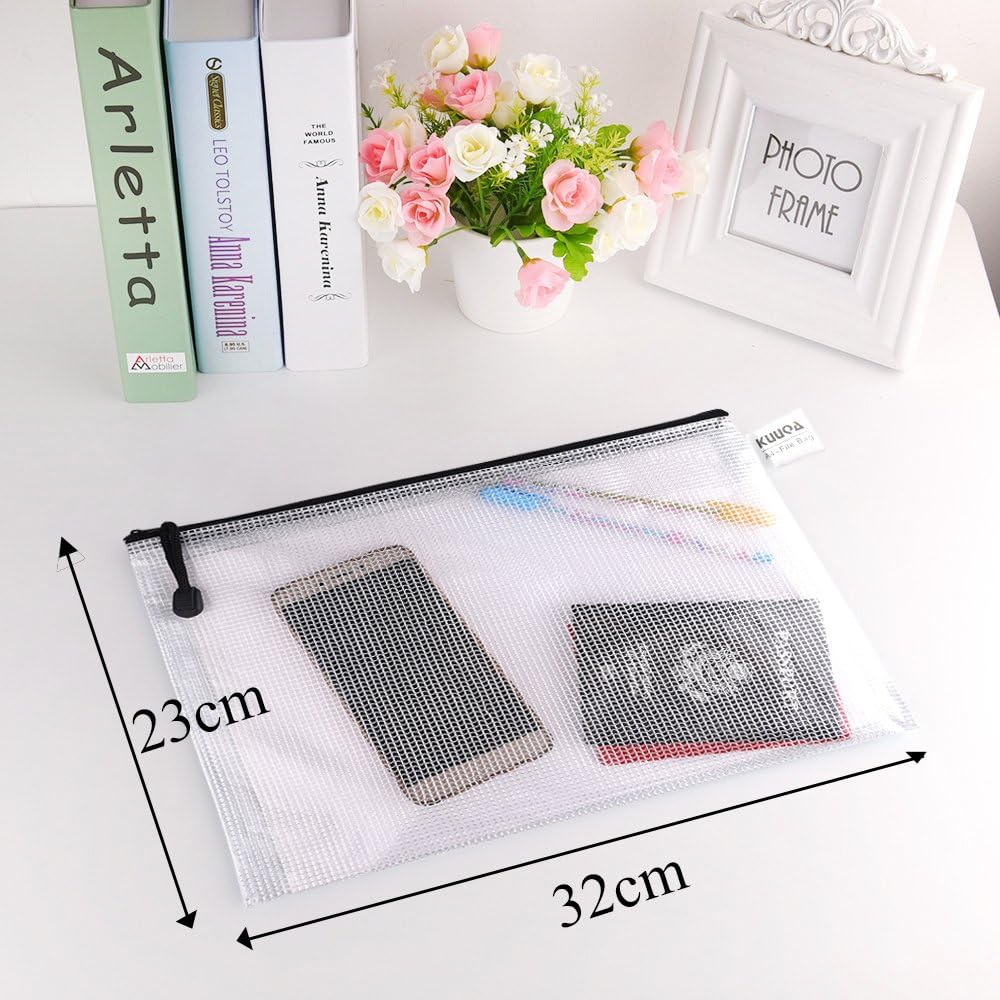 Wodoodporne teczki saszetki na suwak dokumenty A4 czarne Duże 5 sztuk Drugie zdjęcie produktu