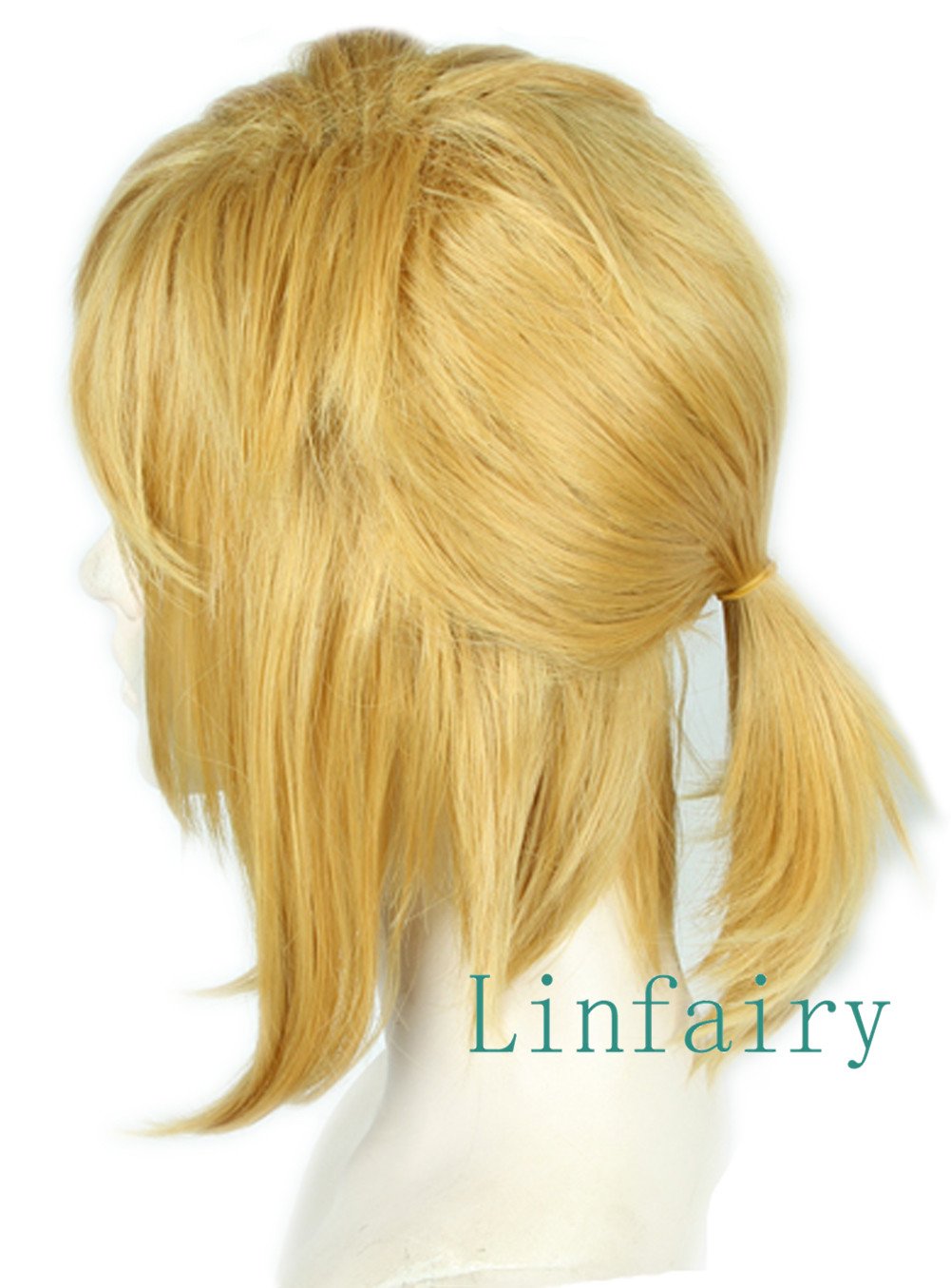 Peruka Krótkie Proste Włosy Blond Baśniowy Cosplay Anime Strój Elfa z Uszami
