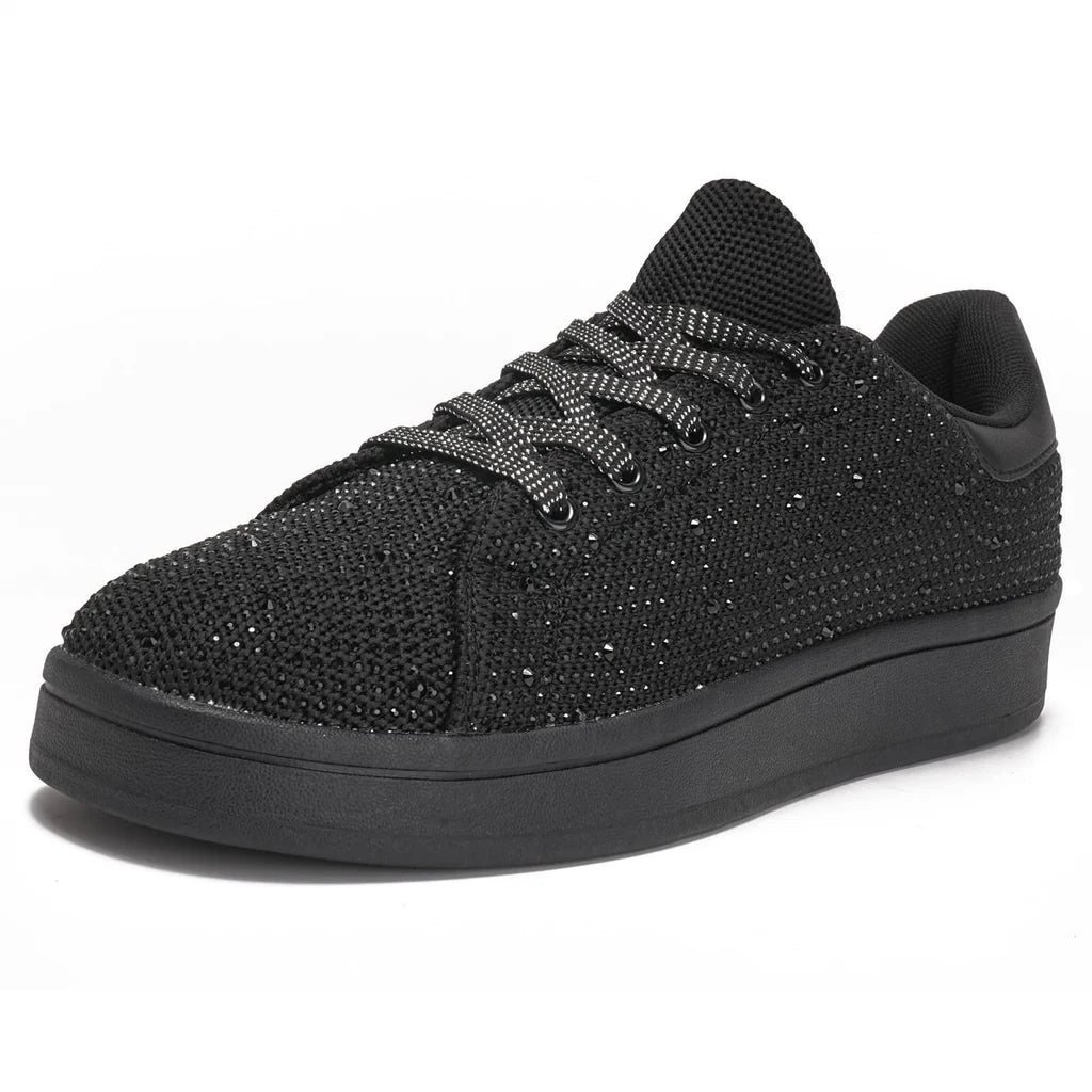 Damskie Sneakersy Lekkie Sportowe ELEGANCKIE Czarne z Cyrkoniami Główne zdjęcie produktu