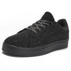 Damskie Sneakersy Lekkie Sportowe ELEGANCKIE Czarne z Cyrkoniami