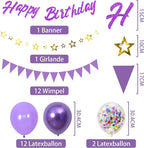 Zestaw dekoracji urodzinowych Balony Urodzinowe Happy Birthday fioletowe girlandy