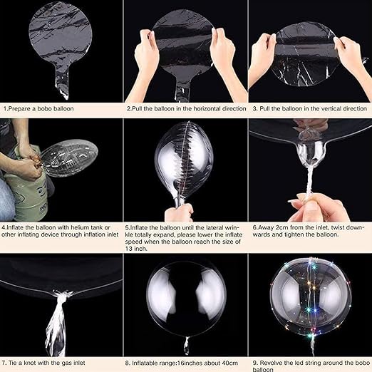 Balony transparentne LED czerwone 10 szt. dekoracja romantyczna bobo