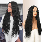 Peruka Czarne Czarna Długie Kręcone włosy 70cm Naturalnie wyglądająca