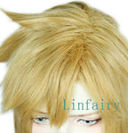 Peruka Krótkie Proste Włosy Blond Baśniowy Cosplay Anime Strój Elfa z Uszami