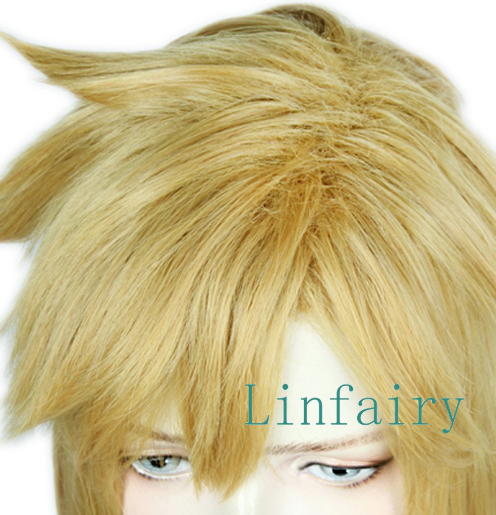 Peruka Krótkie Proste Włosy Blond Baśniowy Cosplay Anime Strój Elfa z Uszami
