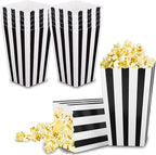 Pudełka na popcorn czarno-białe 18 szt. na imprezę urodziny film wieczór