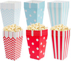 Pudełka na Popcorn Amerykańskie Mini Opakowania 30 szt Czerwone Niebieski w paski