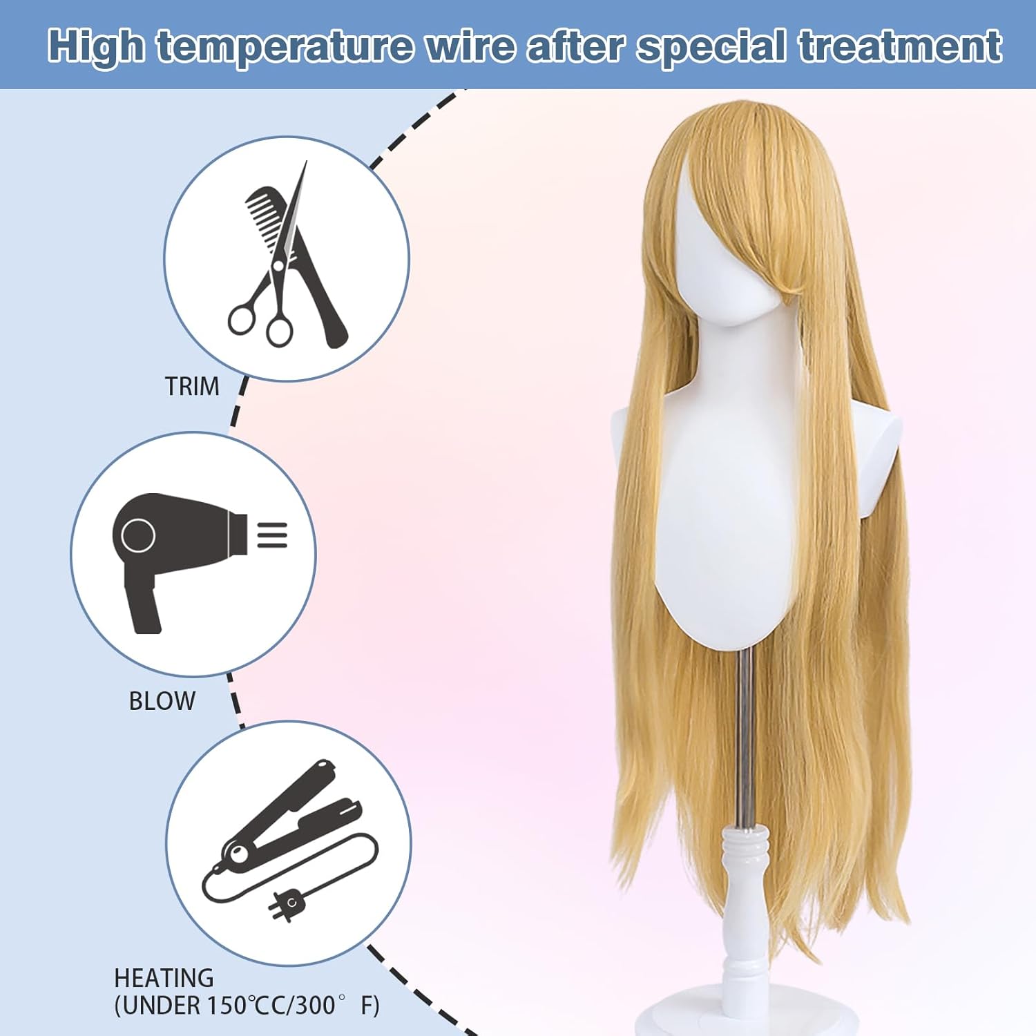 Peruka Anime Manga Blond Włosy Jasna Fryzura Cosplay z Mangi Uniwersalna Drugie zdjęcie produktu