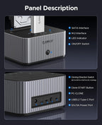 ORICO stacja dokująca M.2 NVMe & 2,5''/3,5'' HDD, klonowanie offline