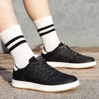 Damskie Sneakersy Lekkie Sportowe eleganckie z elementem z eko-skóry - Czarne