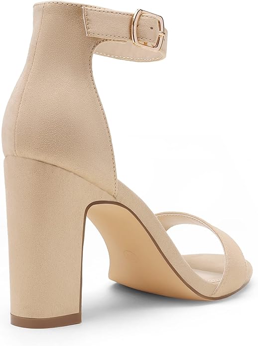 Damskie Buty DREAM PAIRS Letnie Sandały na Obcasie Szeroki Wysoki Obcas - Beżowe