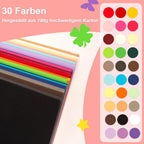 Kolorowy Brystol Gruby Papier Techniczny 30 KOLORÓW 60 arkuszy 30.5cm 180g